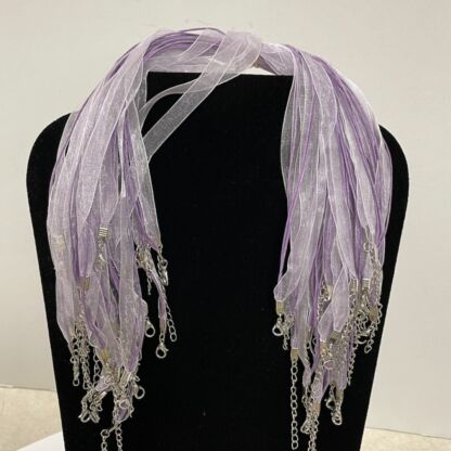 18" Organza Ribbon & Cord Necklace Lt. Purple - 10 pc. JL51
