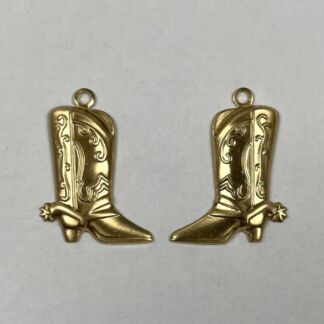Brass 3-D Pair of Small Cowboy Boots #BCB300