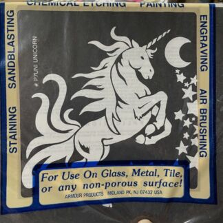 Peel N' Etch Stencil-Unicorn With Moon & Stars #P7UNI