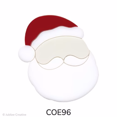 Stylized Santa Claus face with a red hat and white beard, minimalist icon for Christmas themes